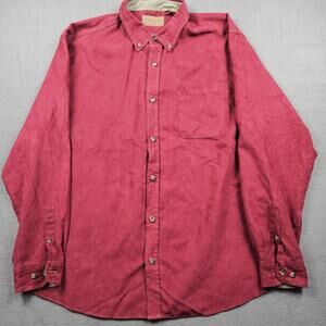 Clear Water Microfiber Suede Button Down Shirt Red Mens 2XL BT Long Sleeve